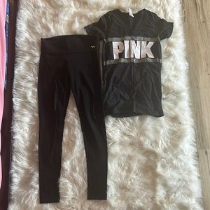 Y2k Victoria’s Secret yoga pant and tee bundle
